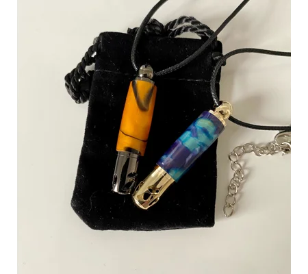Acrylic Aromatherapy Necklace: Hand turned health and well-being pendant, essential oils