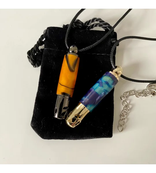 Acrylic Aromatherapy Necklace: Hand turned health and well-being pendant, essential oils