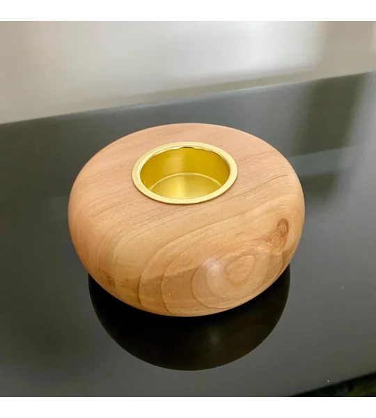 Turned tealight holder: Handmade wooden candle holder