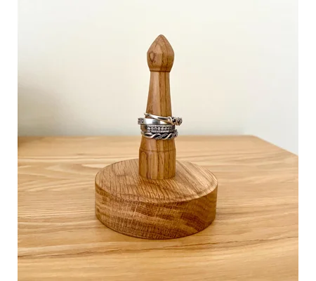 Hand Turned Ring Tree: Solid Oak Ring Keeper