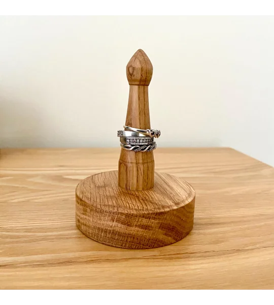 Hand Turned Ring Tree: Solid Oak Ring Keeper