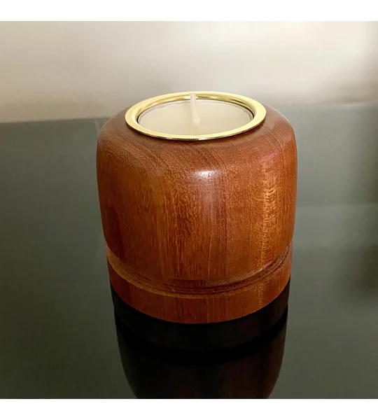 Turned tealight holder: Handmade wooden candle holder