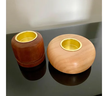 Turned tealight holder: Handmade wooden candle holder