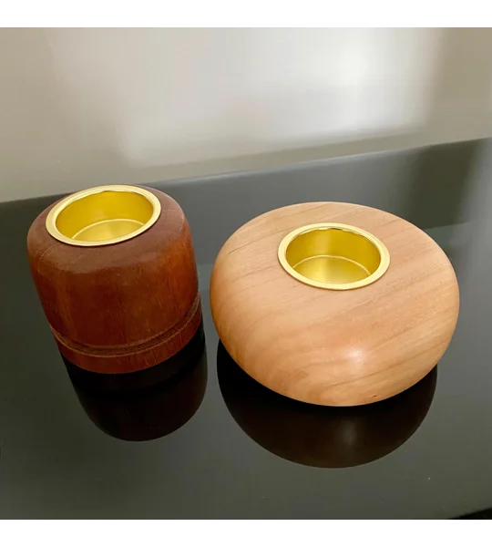 Turned tealight holder: Handmade wooden candle holder