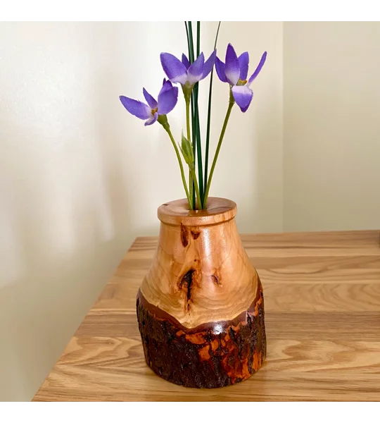 Hand-Turned Wooden Dry Bud Vases, Rustic Decor, Various Woods