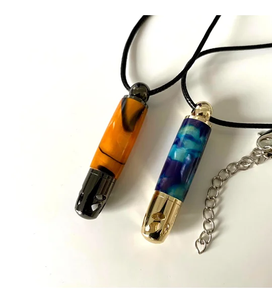Acrylic Aromatherapy Necklace: Hand turned health and well-being pendant, essential oils