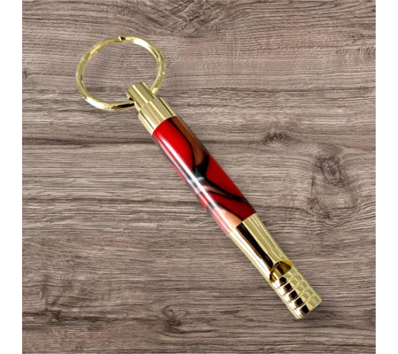 Hand turned acrylic whistle keyring, dog training, safety whistle