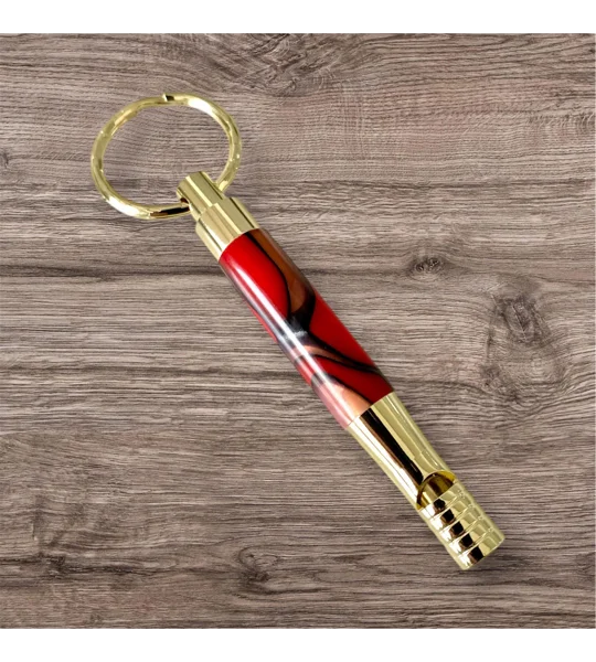 Hand turned acrylic whistle keyring, dog training, safety whistle