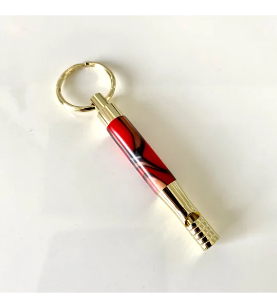 Hand turned acrylic whistle keyring, dog training, safety whistle