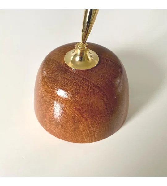 Hand crafted desk pen holder: Turned Sapele wood with Fine ballpoint twist pen