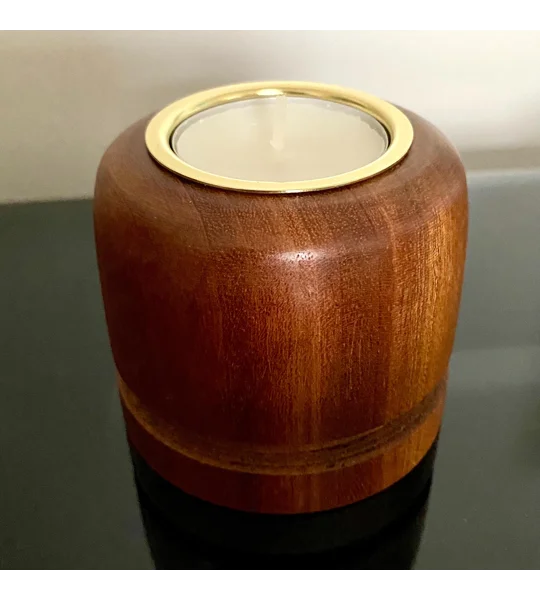 Turned tealight holder: Handmade wooden candle holder