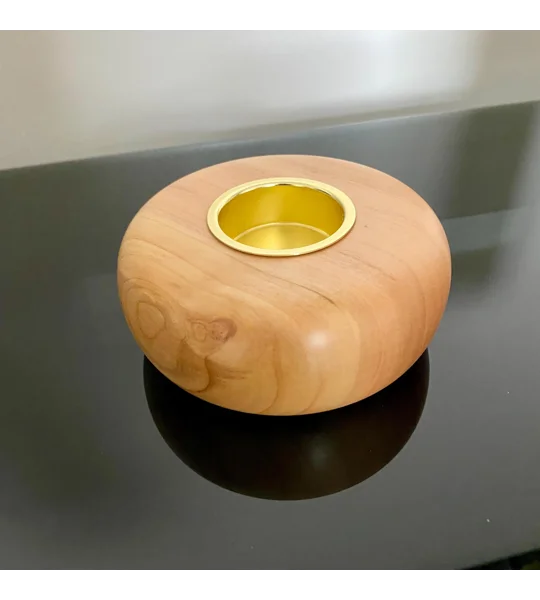 Turned tealight holder: Handmade wooden candle holder