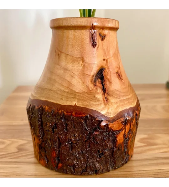 Hand-Turned Wooden Dry Bud Vases, Rustic Decor, Various Woods