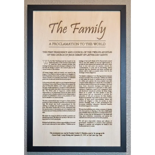 Family Proclamation - engraved