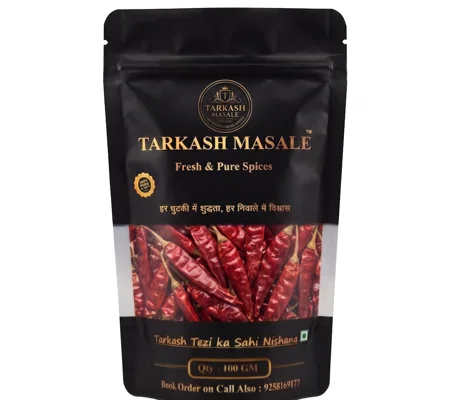 Kashmiri Mirch Whole, Whole Red Chilli for Tadka, Pickles and Spice Blends, Dried Whole Chilli, 100G