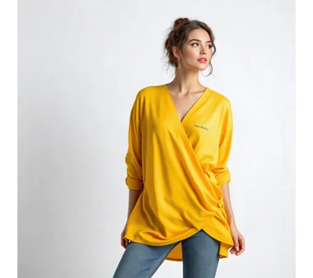 Yellow Wrap Tunic Top