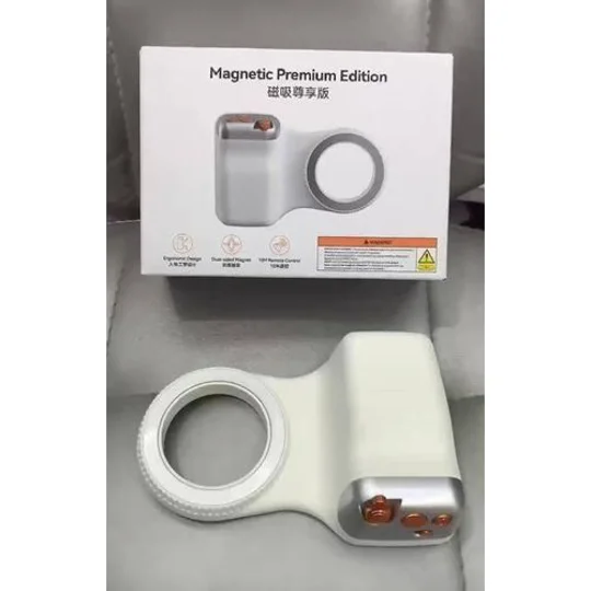 Magnetic phone camera grip