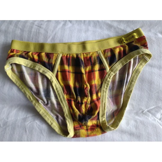 Used Modus Vivendi Briefs, Checked Yellow/Brown