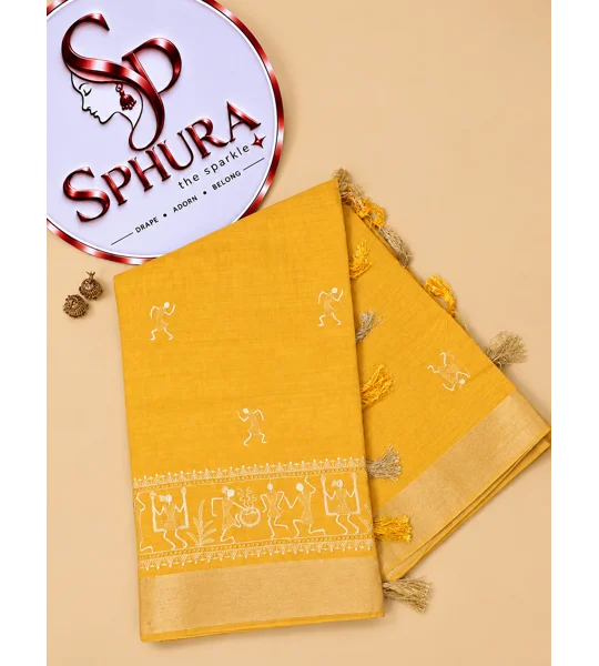 Cotton Saree with Warli print