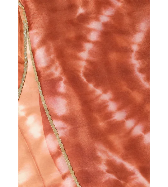 Premium Shibori Designer Saree - Copperish Brown