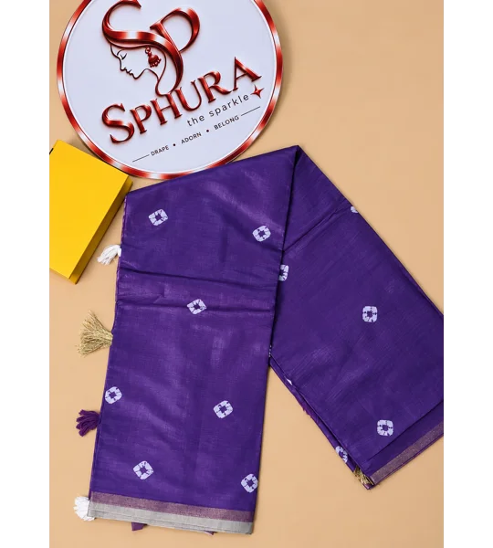 Semi chanderi Bandni print saree