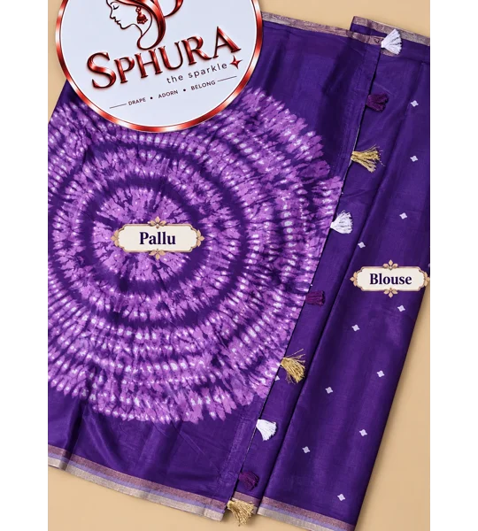 Semi chanderi Bandni print saree