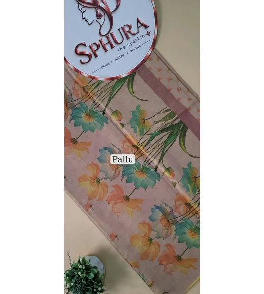 Golden Tissue saree with digital print
