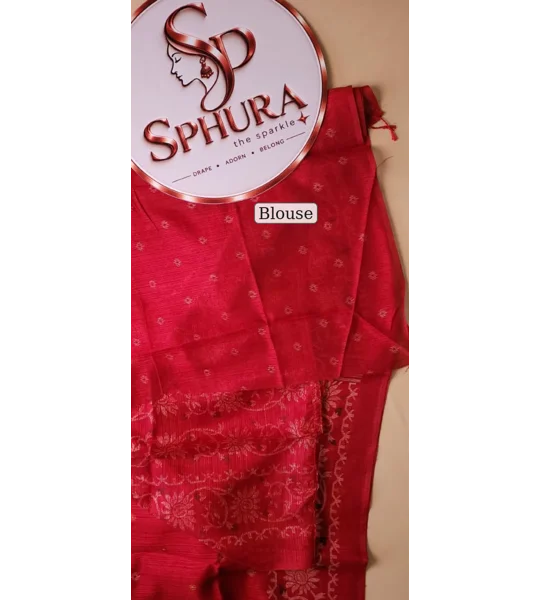 Bhagalpuri Kota - Red Saree