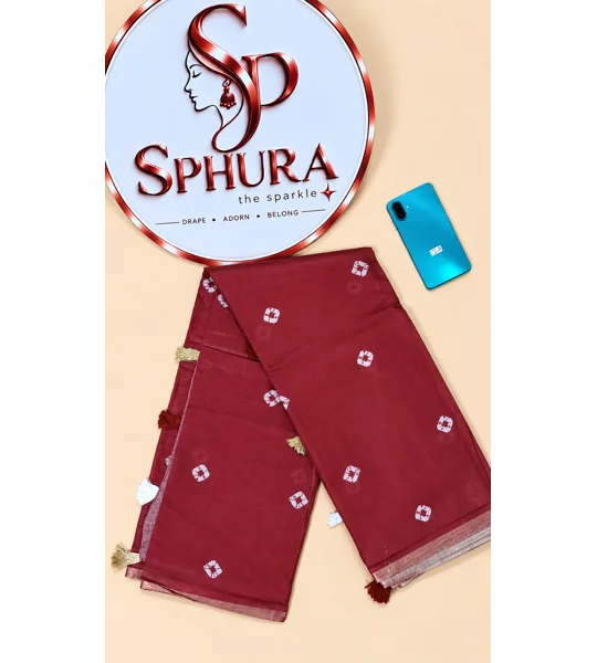 Semi chanderi Bandni print saree
