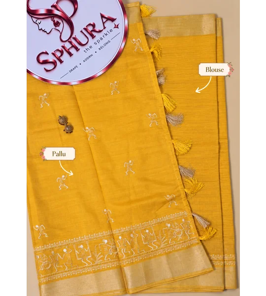 Cotton Saree with Warli print