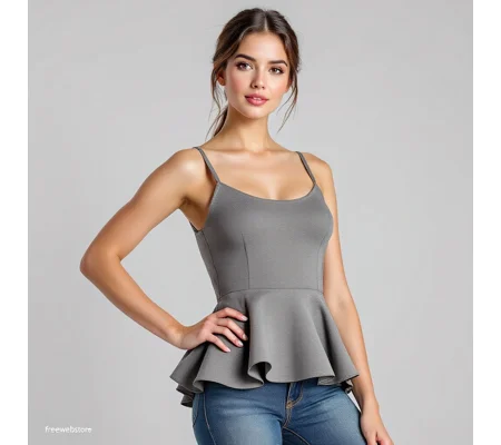 Grey Peplum Cami Top