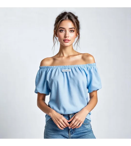 Light Blue Bardot Top