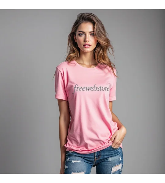 Pink Diamante Embellished Printed T-Shirt