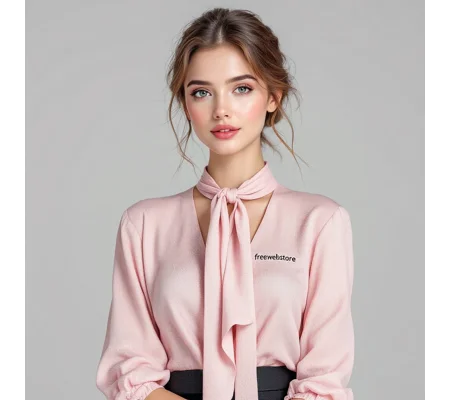 Pink Tie Neck Blouse