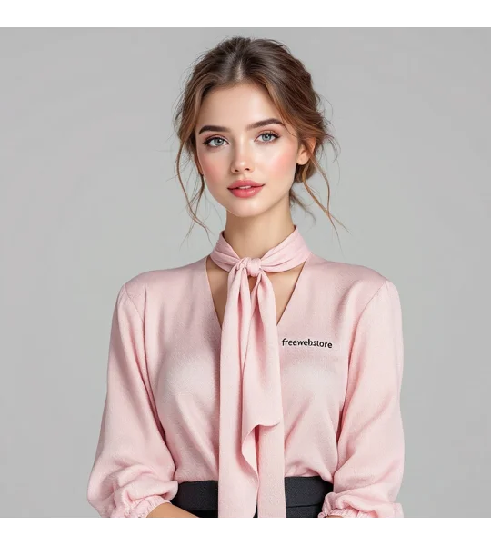 Pink Tie Neck Blouse