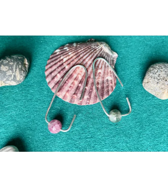 Recycled Silver & Tourmaline Bead Earrings