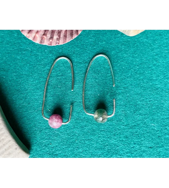 Recycled Silver & Tourmaline Bead Earrings