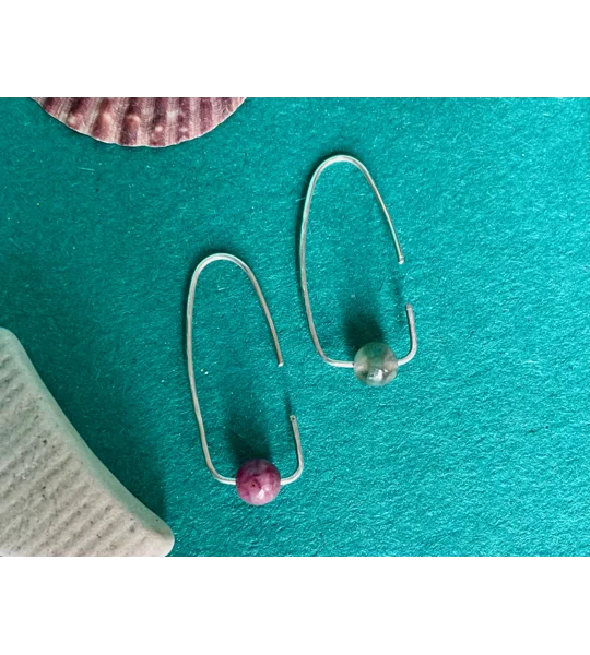 Recycled Silver & Tourmaline Bead Earrings