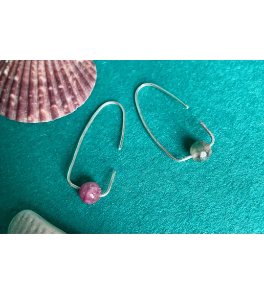 Recycled Silver & Tourmaline Bead Earrings
