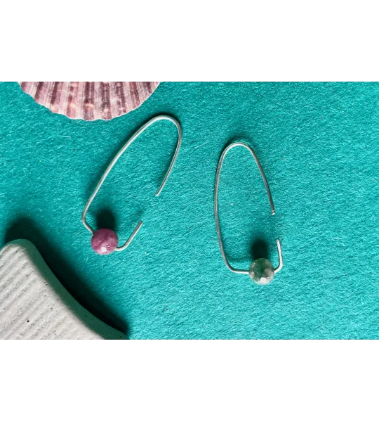 Recycled Silver & Tourmaline Bead Earrings
