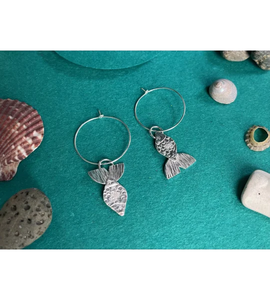 Silver Darlings Recycled Silver Fish Hoops