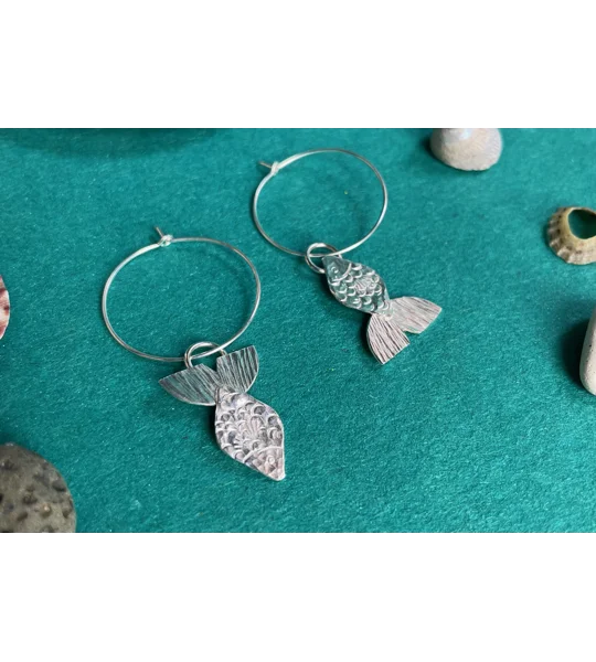 Silver Darlings Recycled Silver Fish Hoops