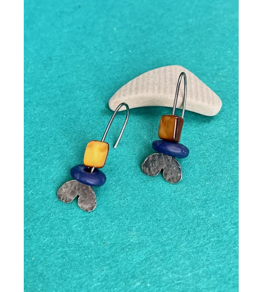Oxidised Recycled Silver Flower Earrings