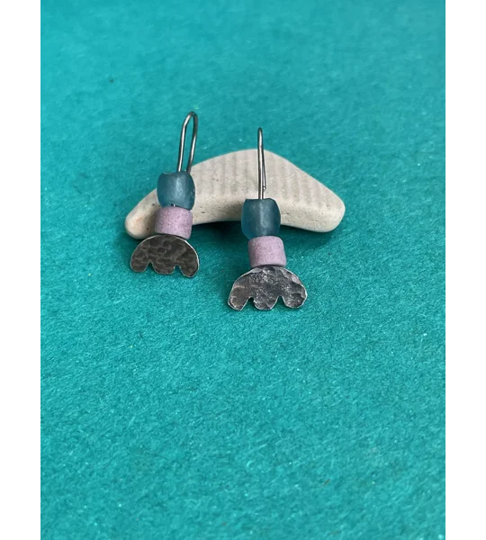 Oxidised Silver Flower Earrings