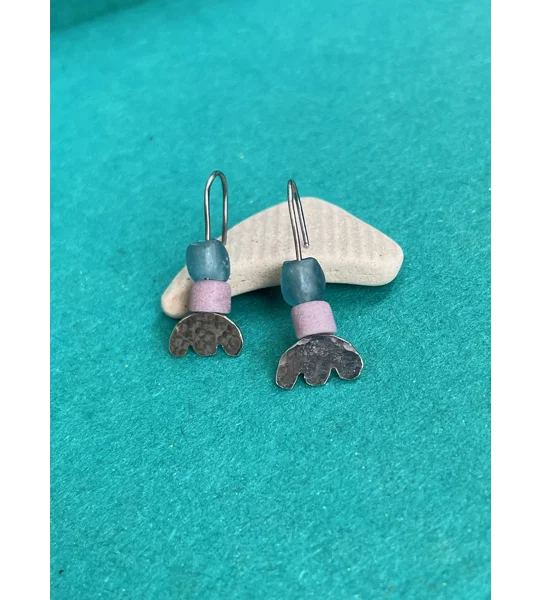 Oxidised Silver Flower Earrings