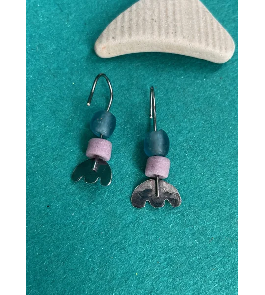 Oxidised Silver Flower Earrings