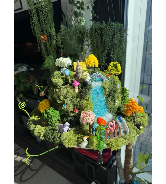 Enchanted Forest Wearable Art Hat | Miniature Sprout Garden | Fairy Garden Diorama | Handmade Fantas