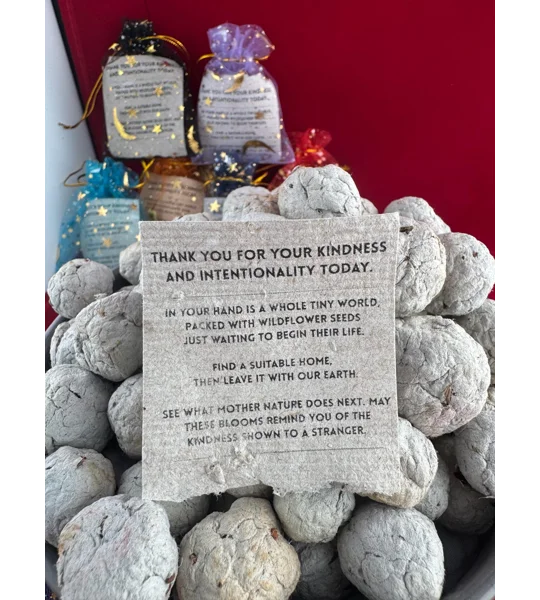 Pollinator Friendly Wildflower Seed Bomb Thank You Gift | Plantable Favor with Handmade Paper Card