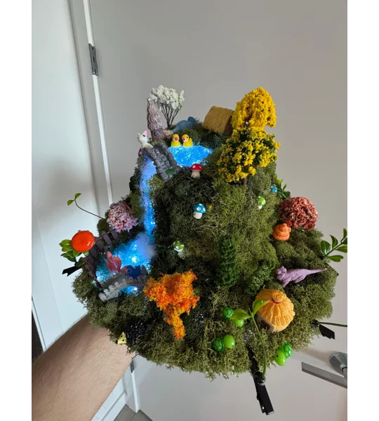 Enchanted Forest Wearable Art Hat | Miniature Sprout Garden | Fairy Garden Diorama | Handmade Fantas