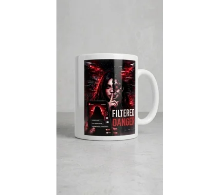 White custom filtered danger mug